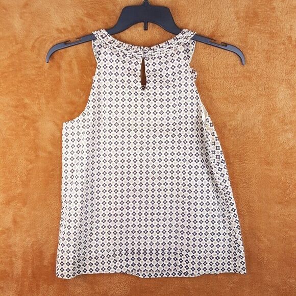 J CREW Womens Top Size 6 Brown Tan Tank Retro Geometric Keyhole Sleeveless - Picture 5 of 6